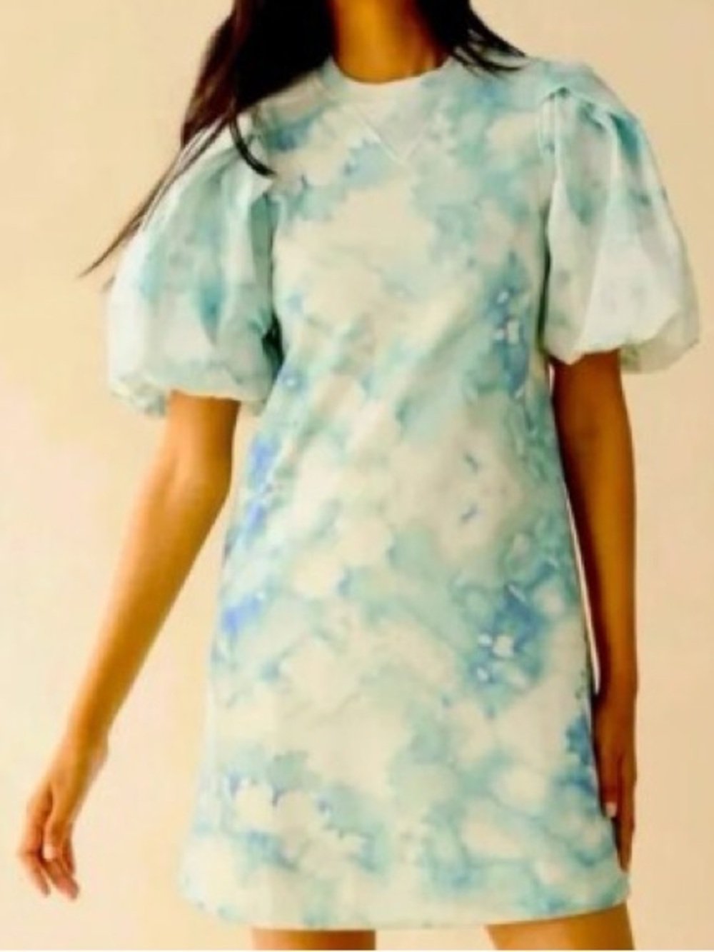 NWOT- Marie Oliver Evie Tie Dye Blue White Dress